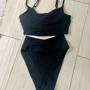 Aerie black ribbed bikini, Medium EUC